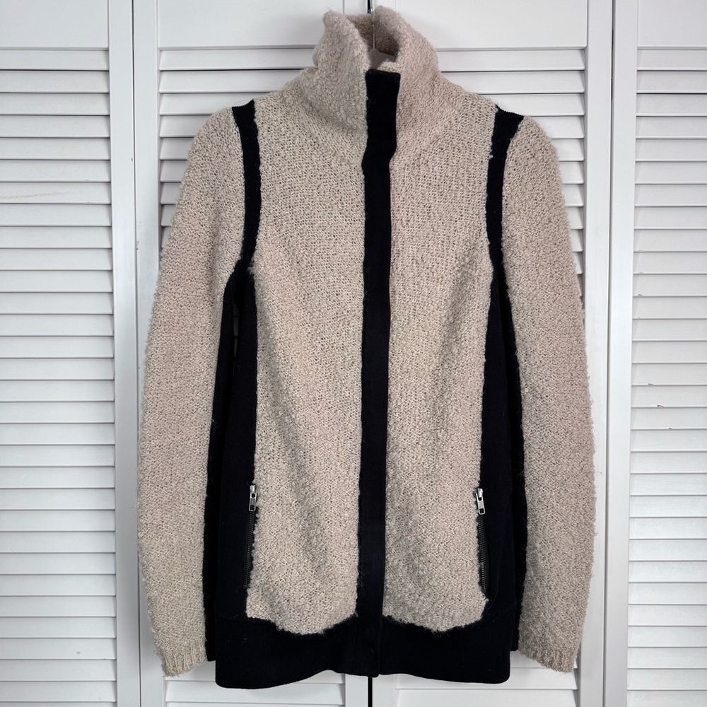 Anthropologie Sparrow Wool Mohair Boucle Knit Color Block Sweater Teddy Coat XS